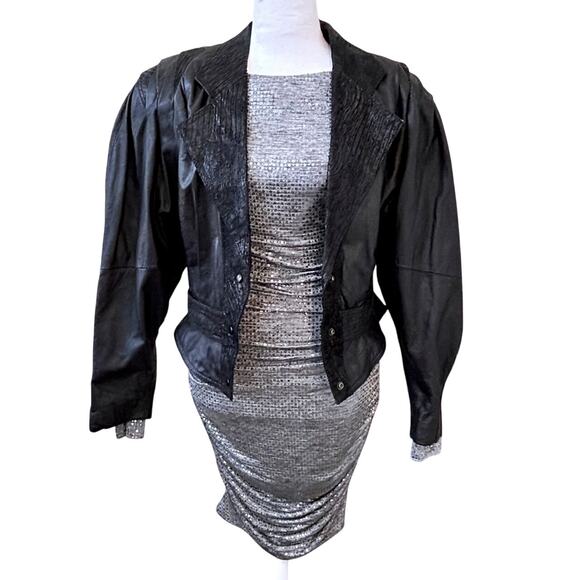 Silver Metallic Ruched Super Sexy Cocktail Dress Size 2 Glam Chic Old Money - Picture 4 of 8